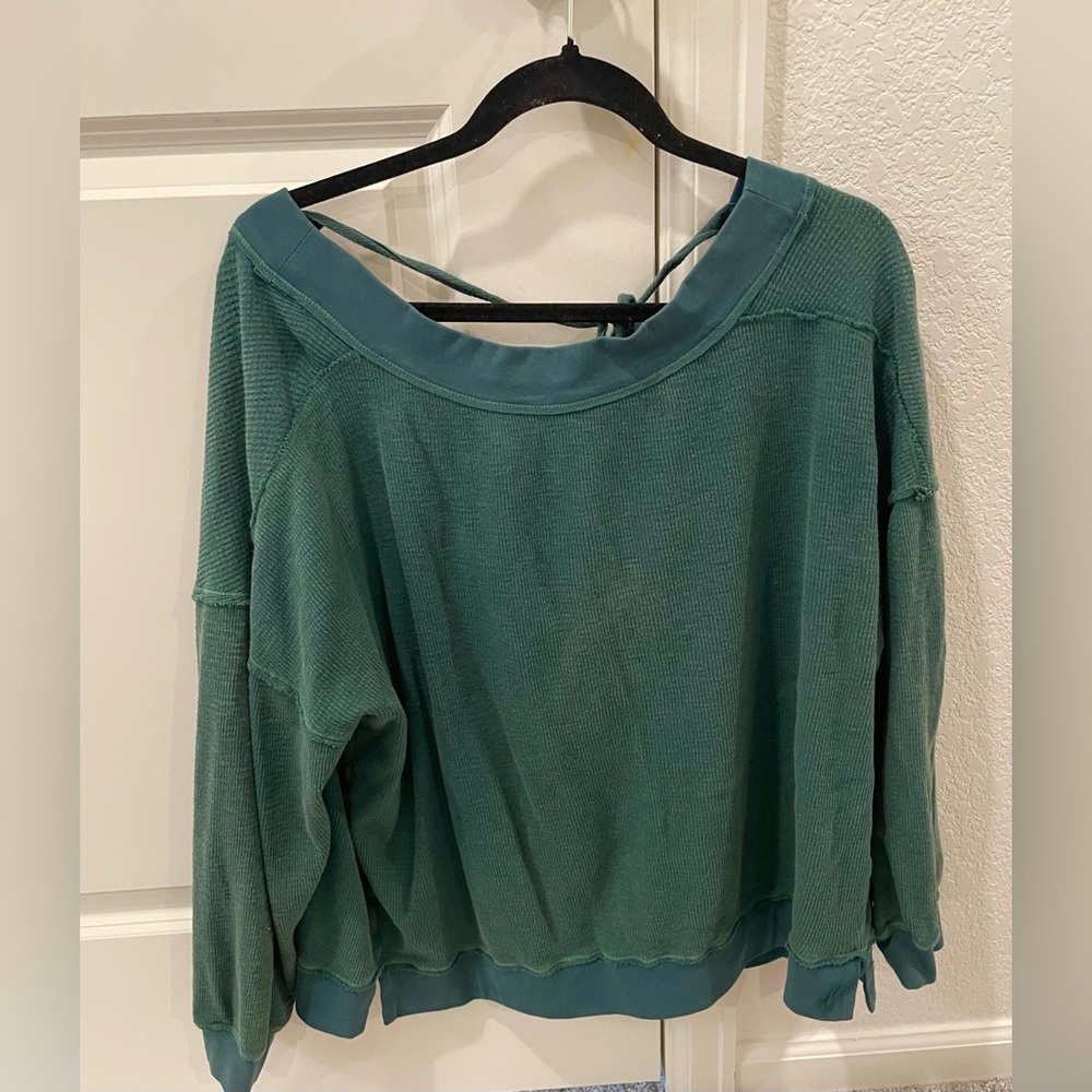 Free People Teal Long Sleeve Top